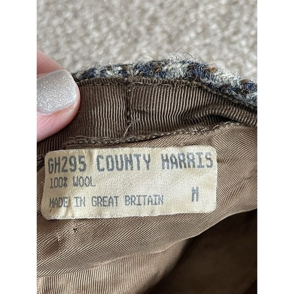 Vtg 70s 80s Harris Tweed 100% Pure Wool Houndstooth Newsboy Cap Hat Hand Woven - Picture 6 of 6